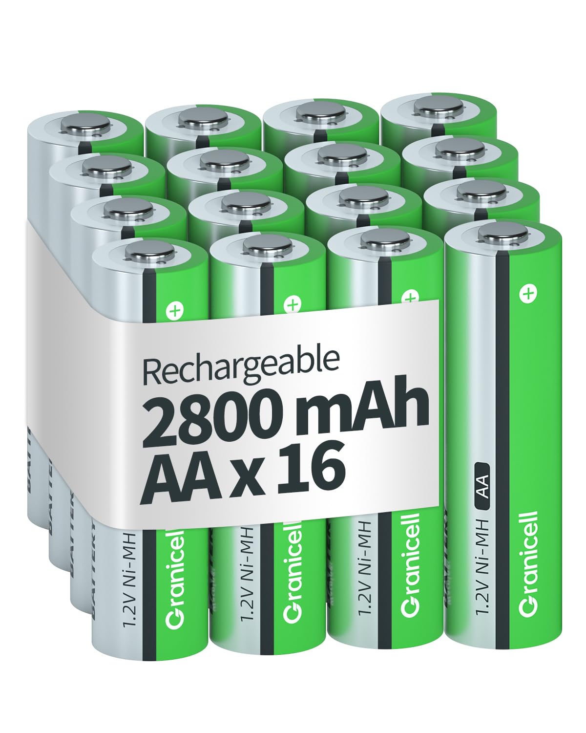 AA Rechargeable Batteries 2800 mAh High Capacity 1500 Cycle,1.2V NiMH Low Self Discharge AA Battery,24 Pack