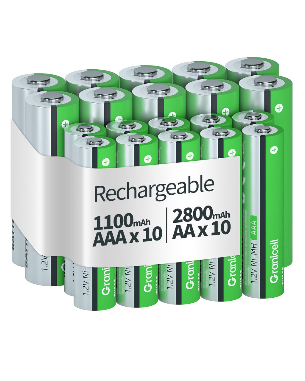 16 Sets AA AAA Rechargeable Batteries,High Capacity 8-Pack AA 2800mAh & 8-Pack AAA 1100mAh,1.2V NiMH Low Self Discharge