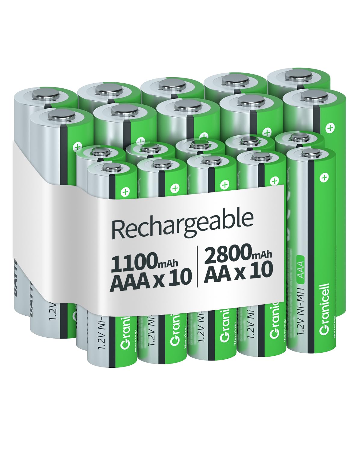 16 Sets AA AAA Rechargeable Batteries,High Capacity 8-Pack AA 2800mAh & 8-Pack AAA 1100mAh,1.2V NiMH Low Self Discharge