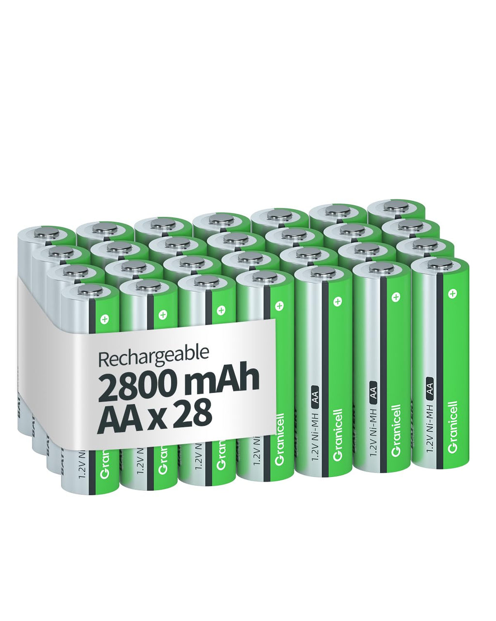 AA Rechargeable Batteries 2800 mAh High Capacity 1500 Cycle,1.2V NiMH Low Self Discharge AA Battery,24 Pack