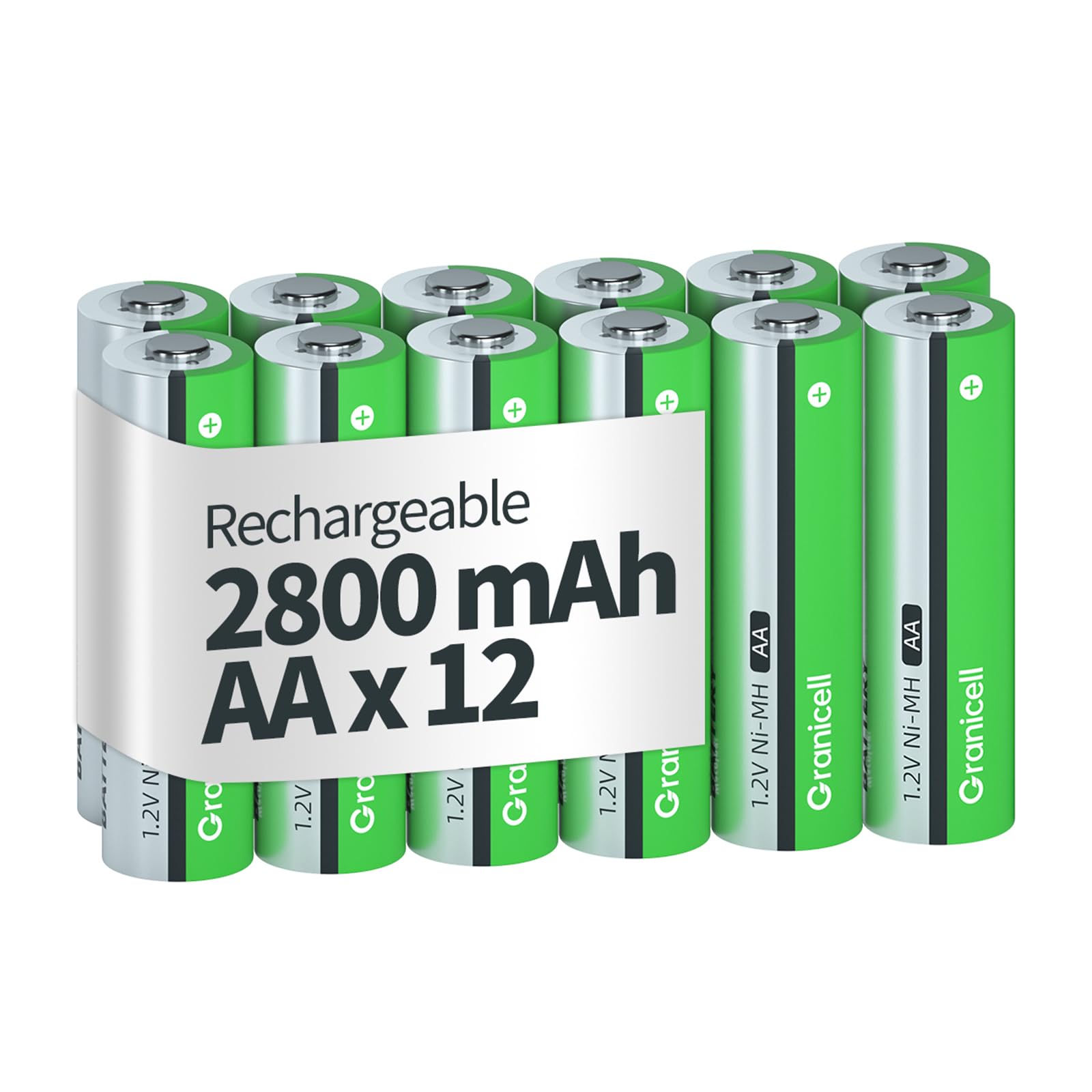 AA Rechargeable Batteries 2800 mAh High Capacity 1500 Cycle,1.2V NiMH Low Self Discharge AA Battery,24 Pack
