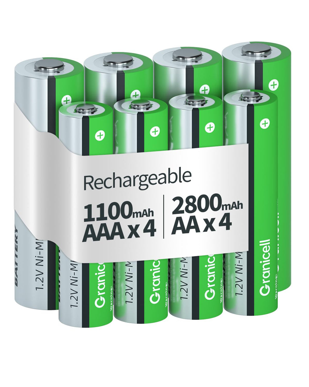 16 Sets AA AAA Rechargeable Batteries,High Capacity 8-Pack AA 2800mAh & 8-Pack AAA 1100mAh,1.2V NiMH Low Self Discharge