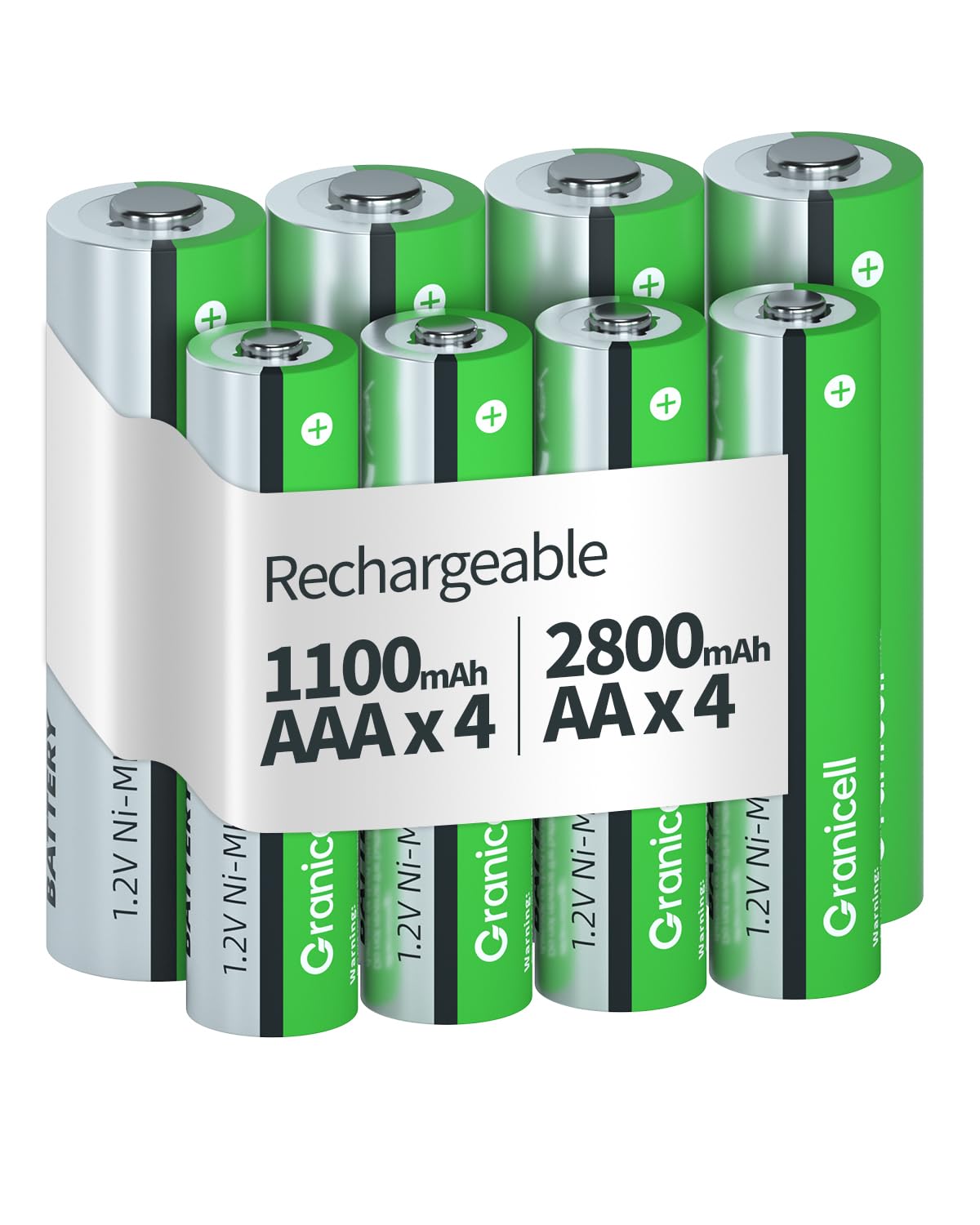16 Sets AA AAA Rechargeable Batteries,High Capacity 8-Pack AA 2800mAh & 8-Pack AAA 1100mAh,1.2V NiMH Low Self Discharge